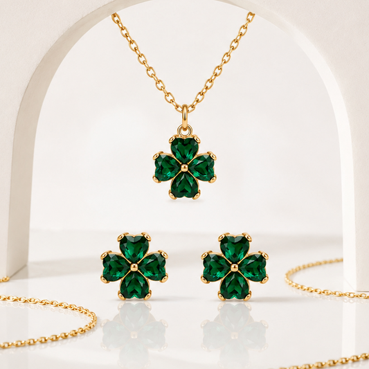 Emerald Flora Necklace Set (Titanium Steel)