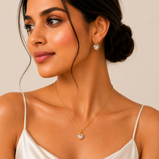 Luminous Heart Necklace Set (Titanium Steel)