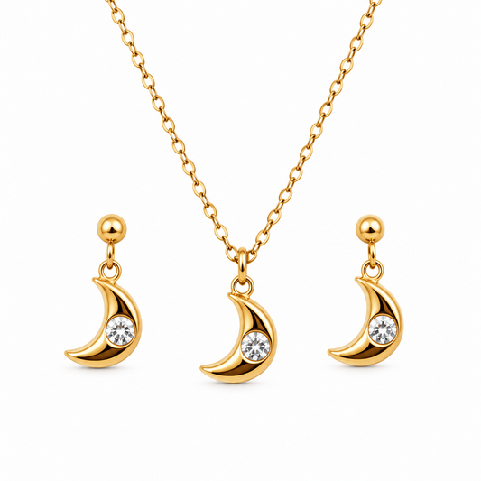 Golden Moonlight Necklace Set (Titanium Steel)