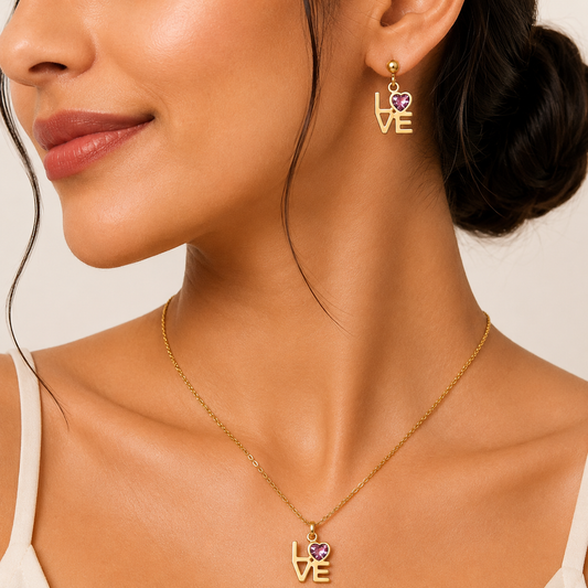 Blush Love Necklace Set (Titanium Steel)