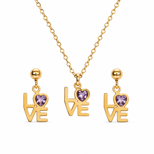 Blush Love Necklace Set (Titanium Steel)