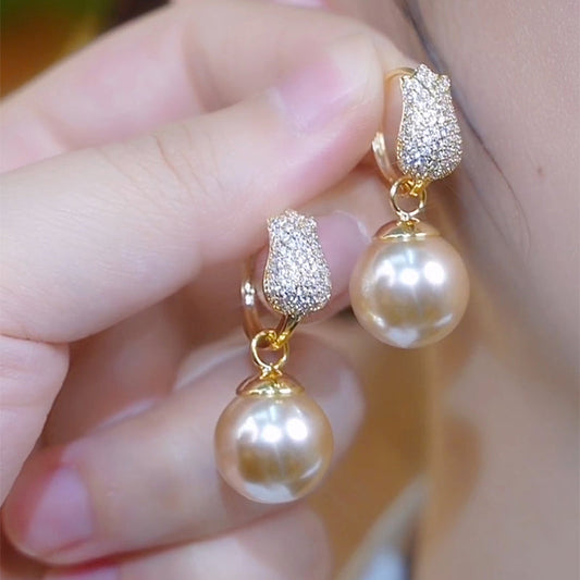 Southern Sea Golden Pearl Hoops.