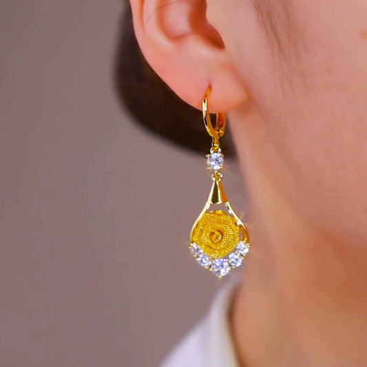 Golden Rose Drop Earrings