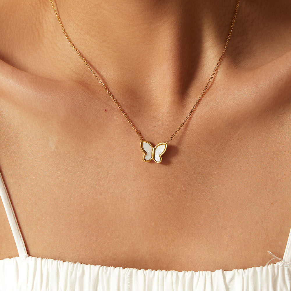 "Like a butterfly’s wings, graceful and free, this pearl necklace reflects your beauty."