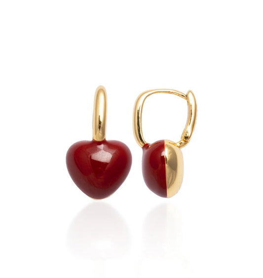 Heart Charm Earrings (RED)