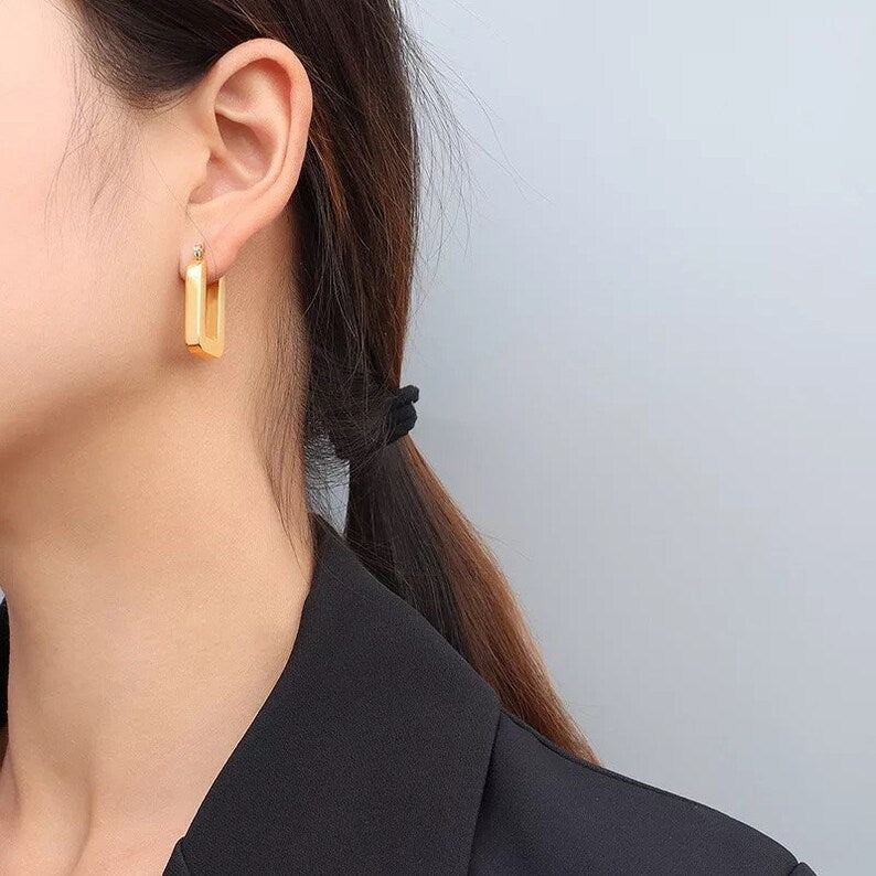Gold Bar Earrings (Titanium Steel)