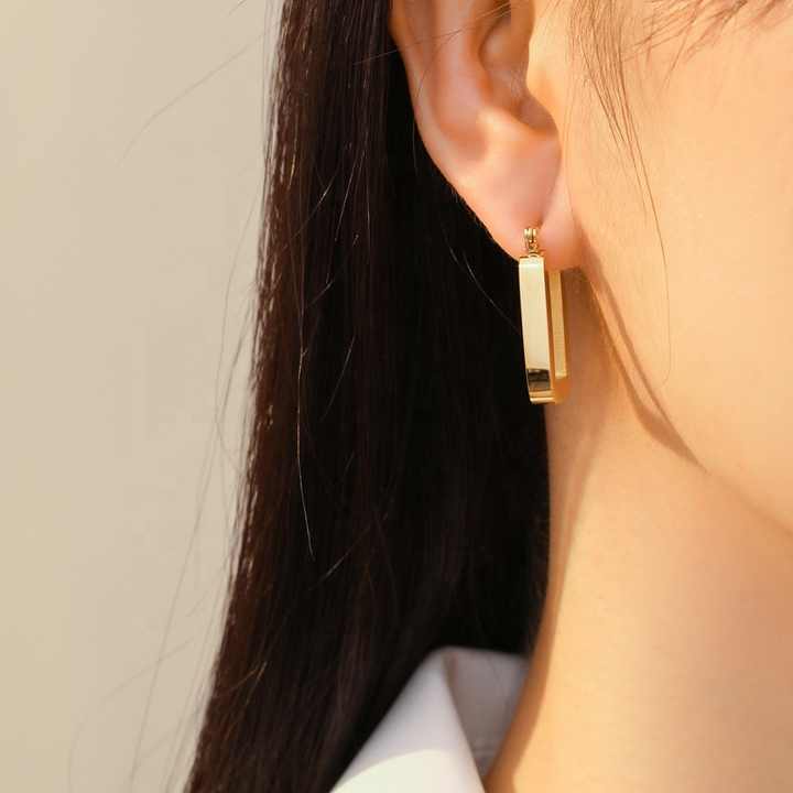 Gold Bar Earrings (Titanium Steel)