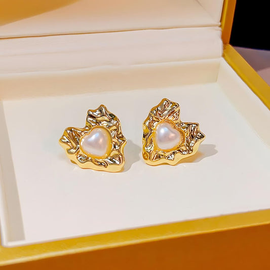 Lion Heart Natural Pearl Earrings (925 Sterling Silver)