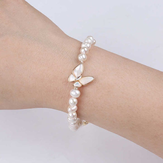 Pearl Whisper Butterfly Bracelet