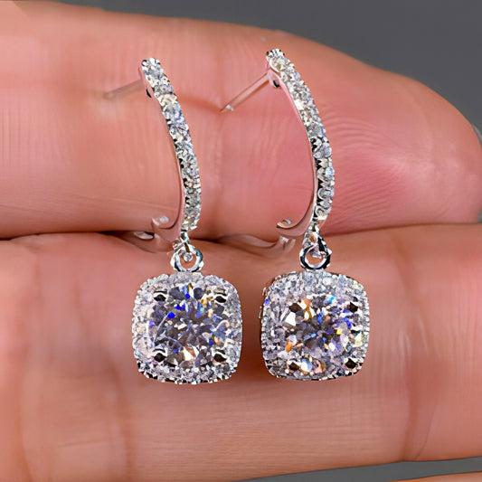 Cushion Cut Droplet Earrings