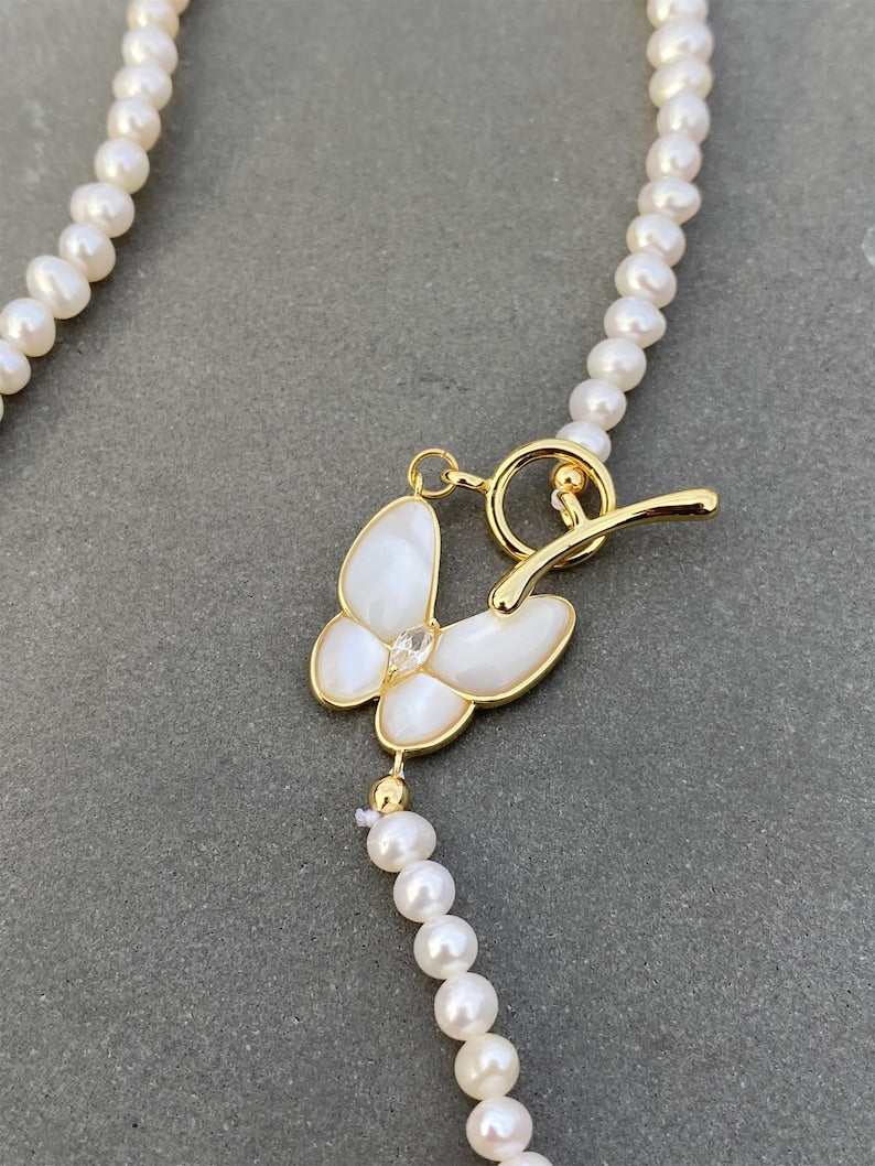 Pearl Whisper Butterfly Necklace