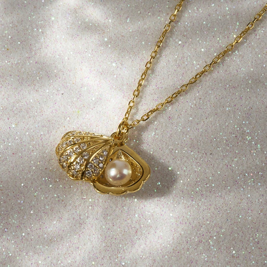 Open Shell Pearl Necklace