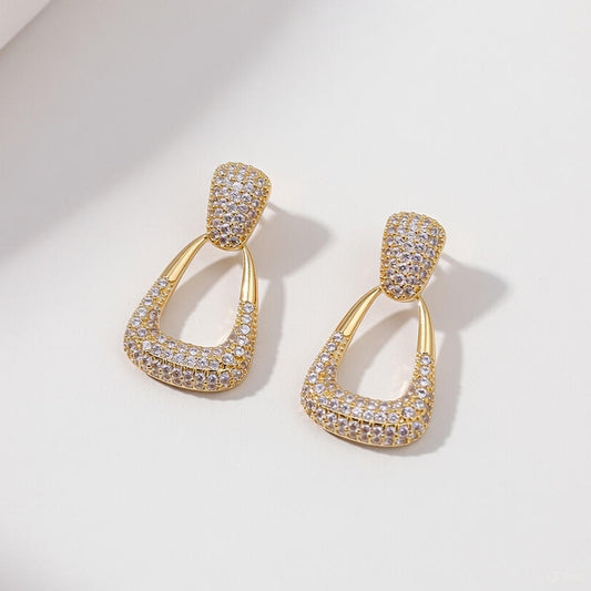 Geometric Sparking Diamond Earrings