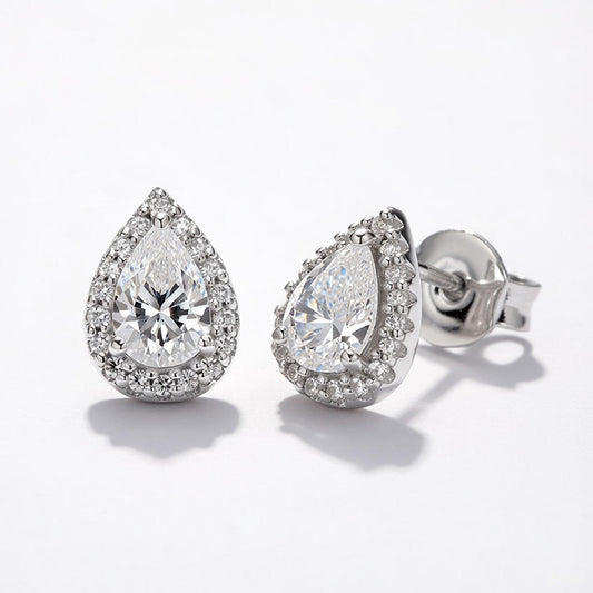 Pear Cut Solitaire Earrings (925 Sterling Silver)