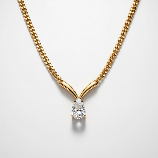 Viva Teardrop Solitaire Necklace (Titanium Steel)