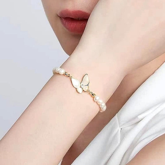 Pearl Whisper Butterfly Bracelet