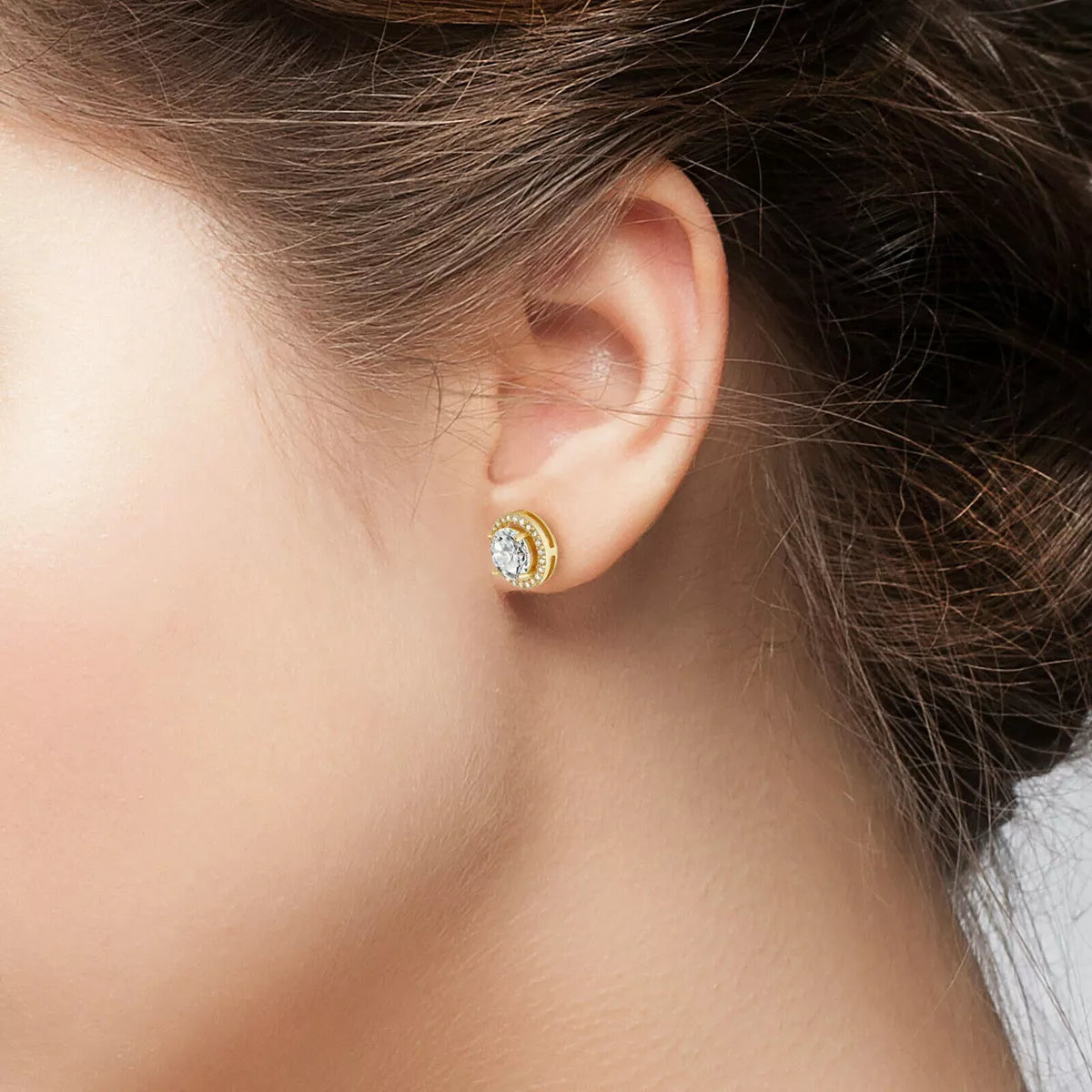 Studded Diamond Solitaire Earrings (925 Sterling Silver)