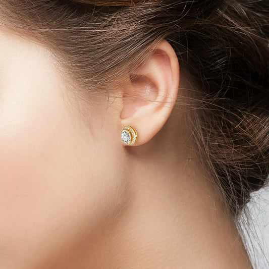 Studded Diamond Solitaire Earrings