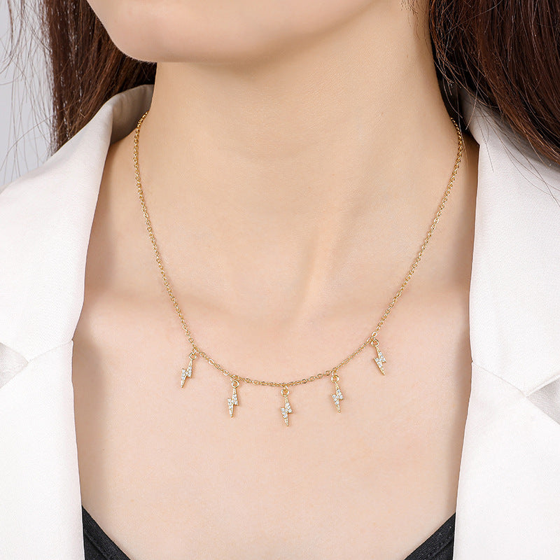 Studded Thunder Necklace (925 Sterling Silver) – www.zewar.co