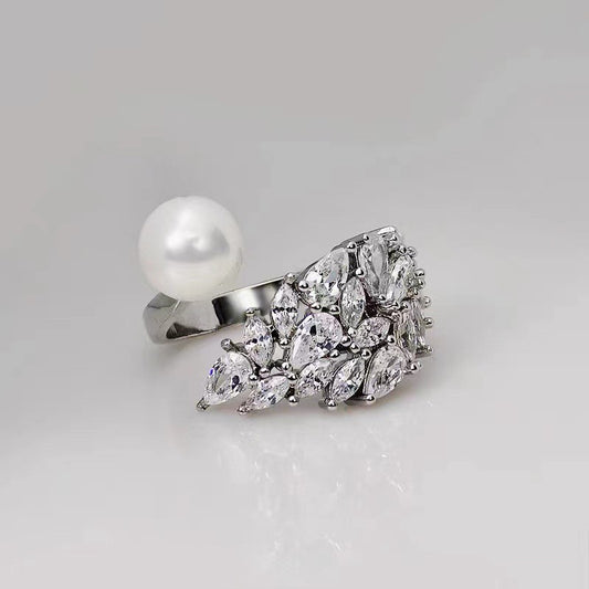 Claudia Pearl Ring (Adjustable Size) (925 Sterling Silver)