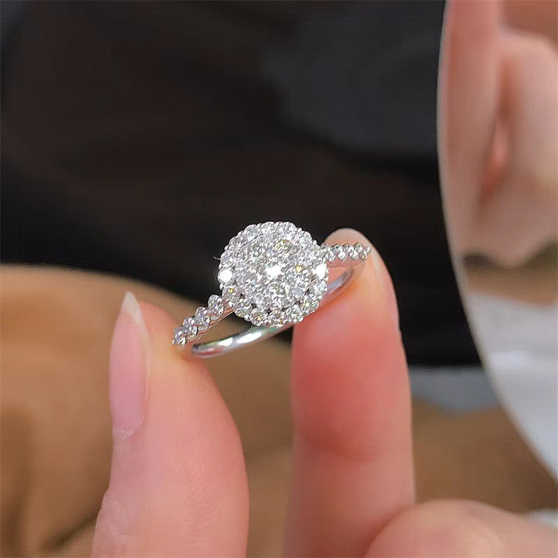 Round Diamond Cluster Ring (PURE SILVER WITH HALLMARKING)