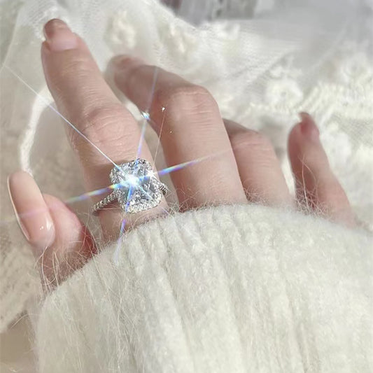 Radiant Cut Diamond Ring (PURE SILVER WITH HALLMARKING)