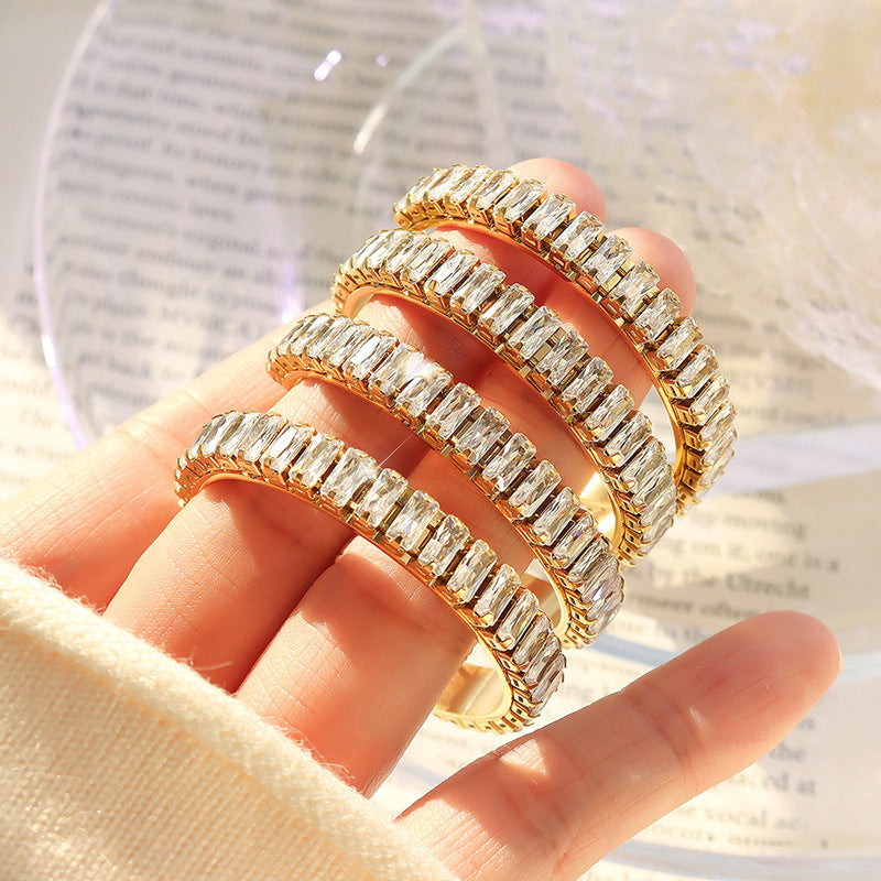 Baguette Studded Hoops