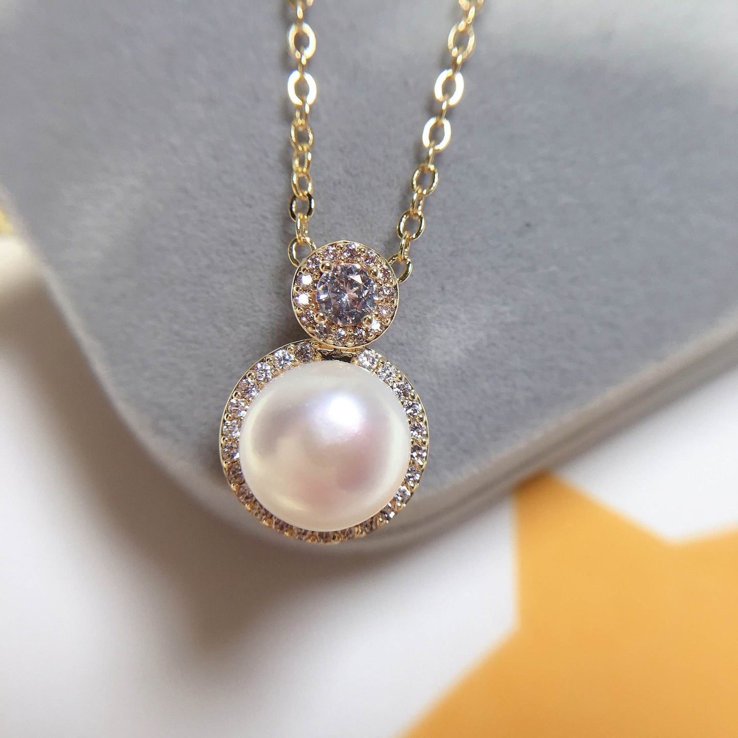 Tiny Drop Crystal and Pearl Necklace + Earrings