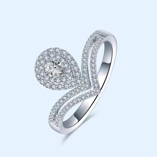 Blooming Pear Diamond Ring (925 Sterling Silver)