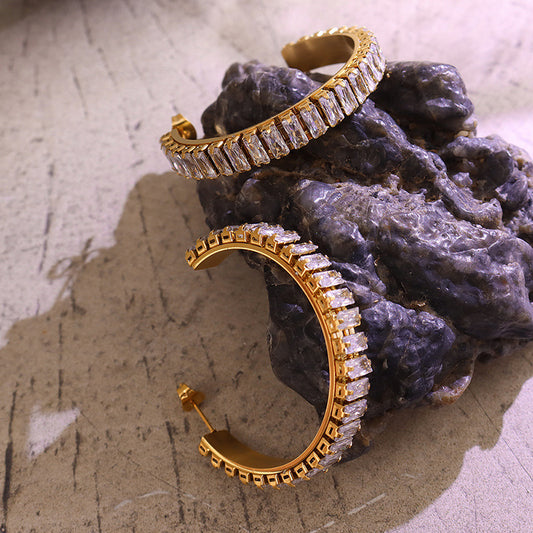 Baguette Studded Hoops