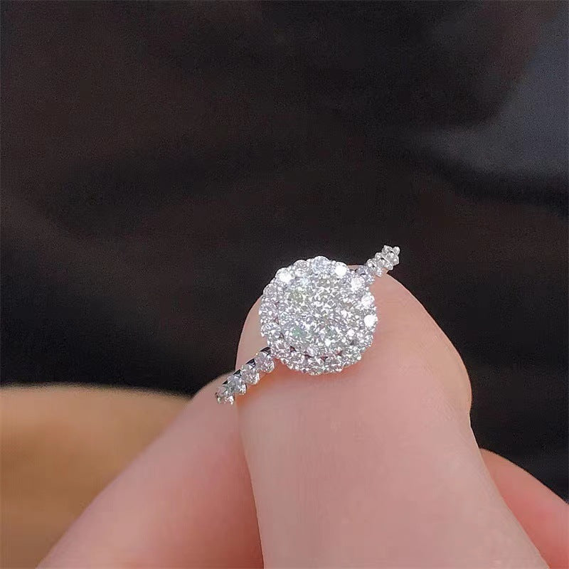 Round Diamond Cluster Ring (PURE SILVER WITH HALLMARKING)