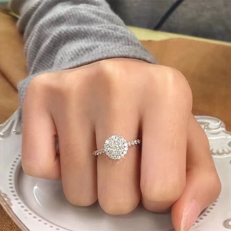 Round Diamond Cluster Ring (PURE SILVER WITH HALLMARKING)