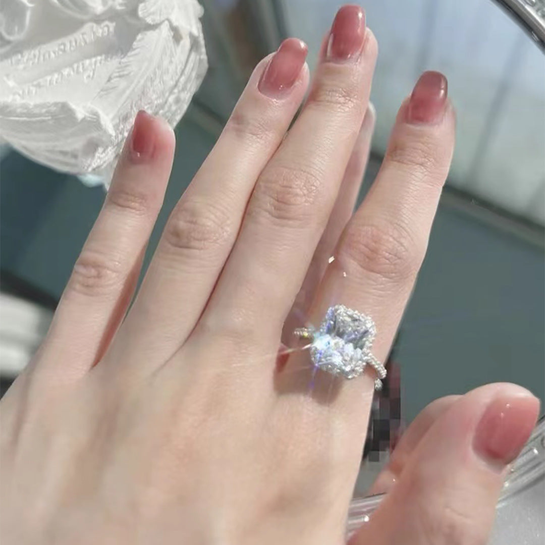 Radiant Cut Diamond Ring (PURE SILVER WITH HALLMARKING)
