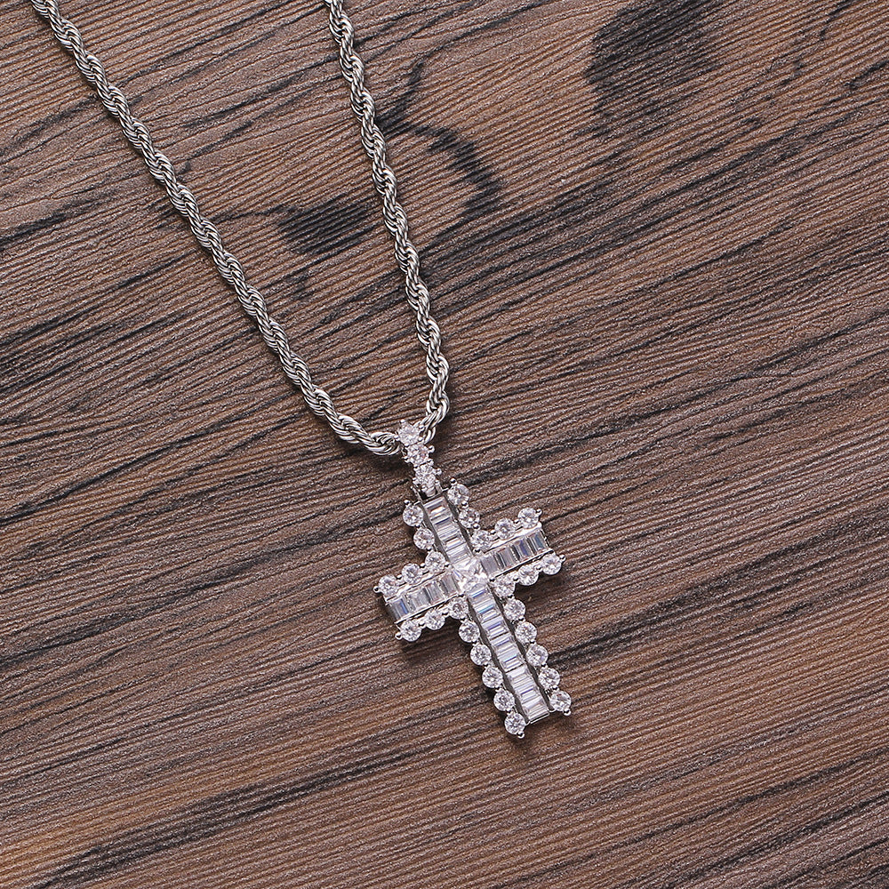 Big Crystal Cross Necklace