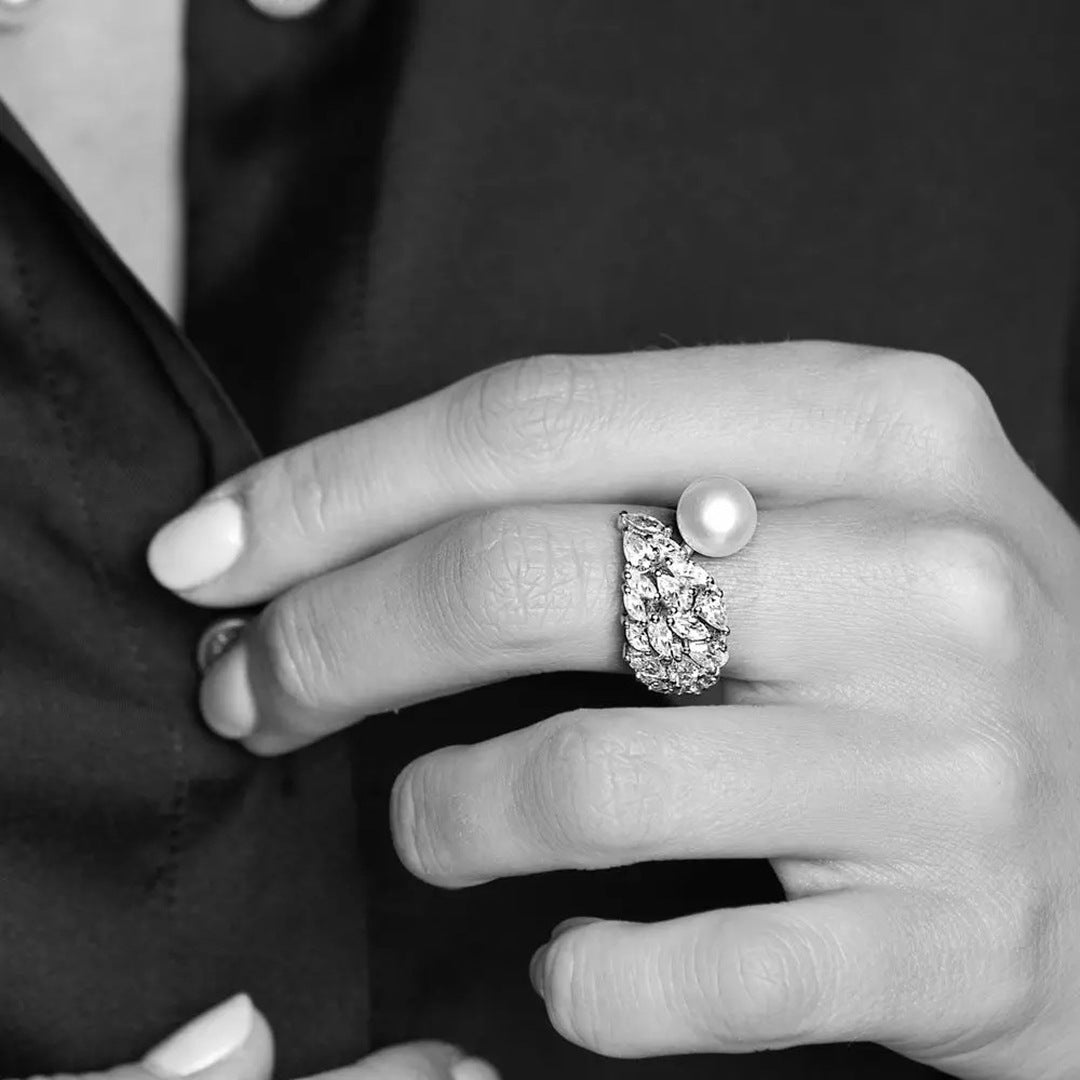 Claudia Pearl Ring (Adjustable Size) (925 Sterling Silver)