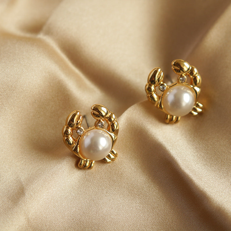 Pearl Crab Earrings