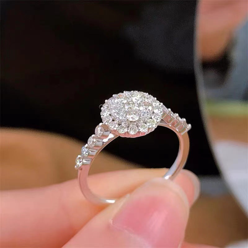 Round Diamond Cluster Ring (PURE SILVER WITH HALLMARKING)