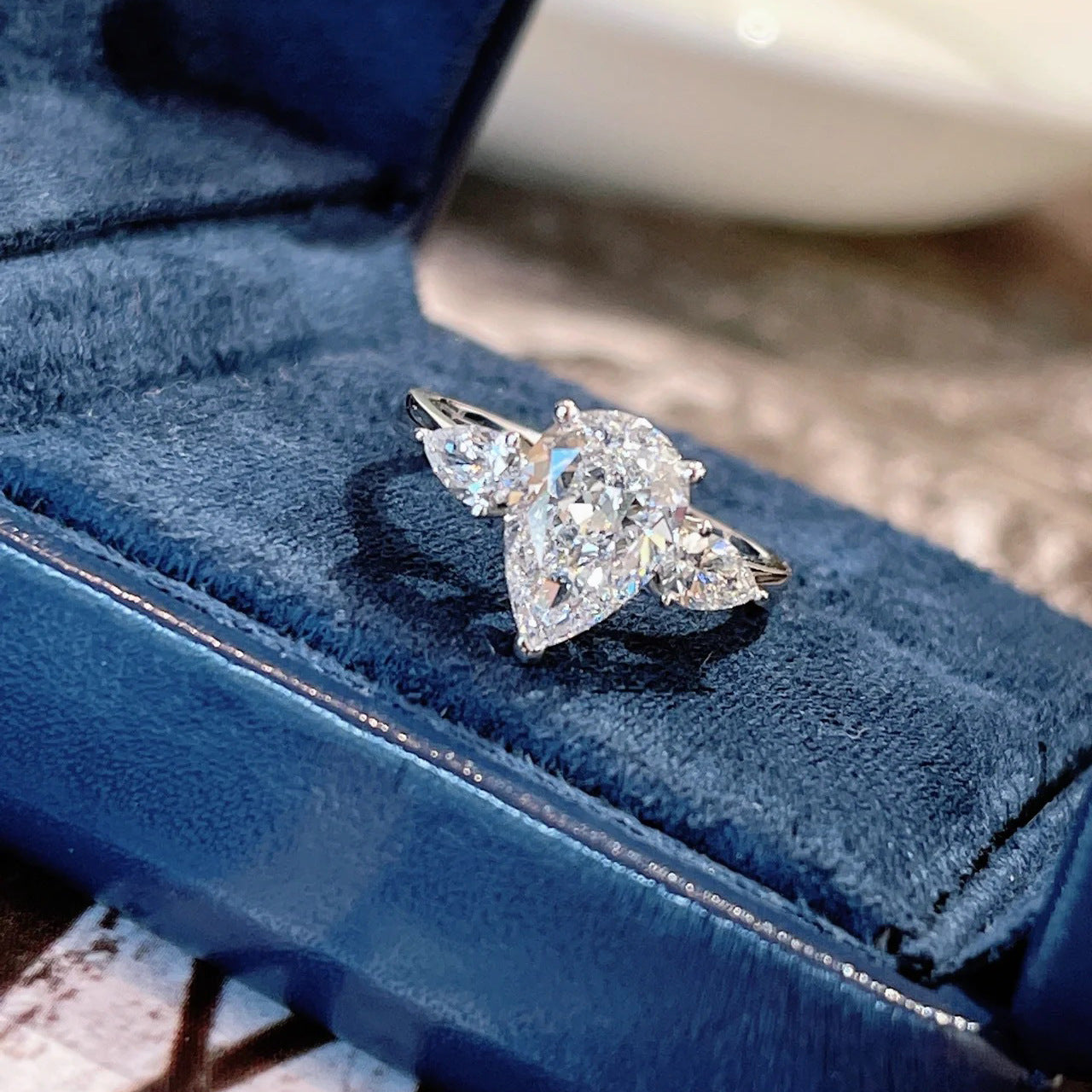 Crown Tear Drop Ring (925 Sterling Silver)