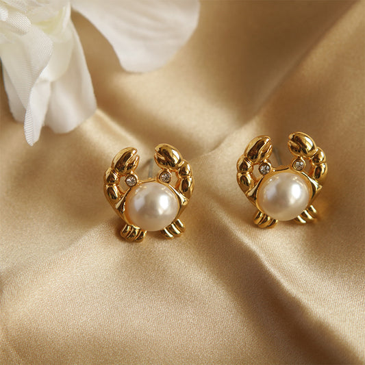 Pearl Crab Earrings