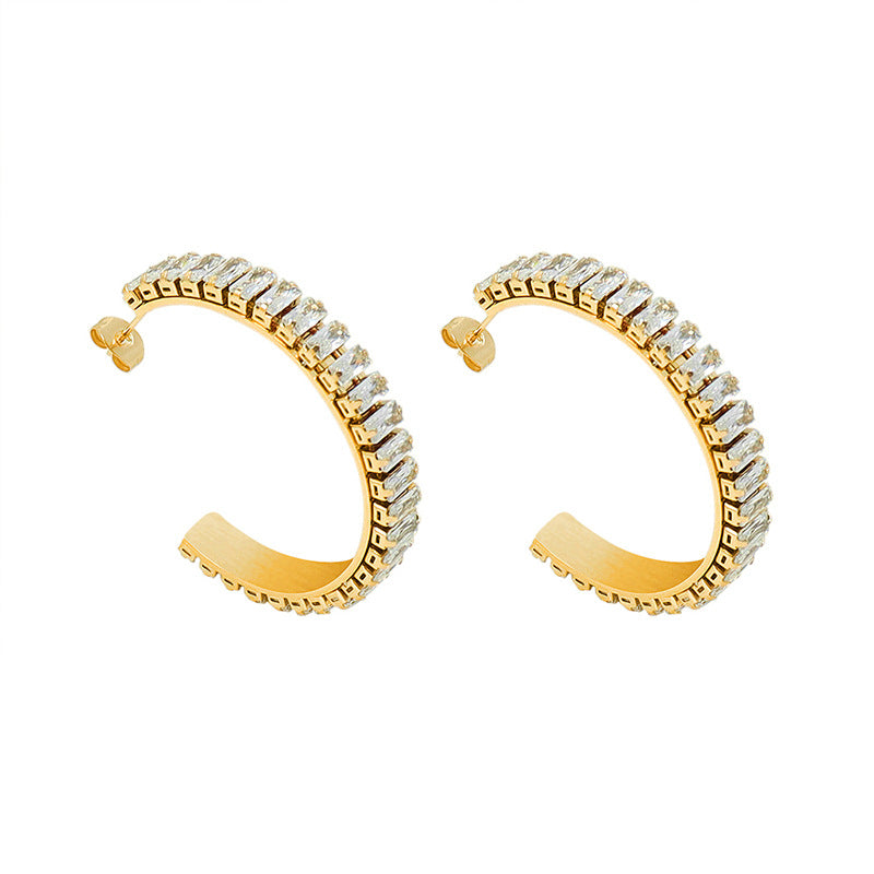 Baguette Studded Hoops