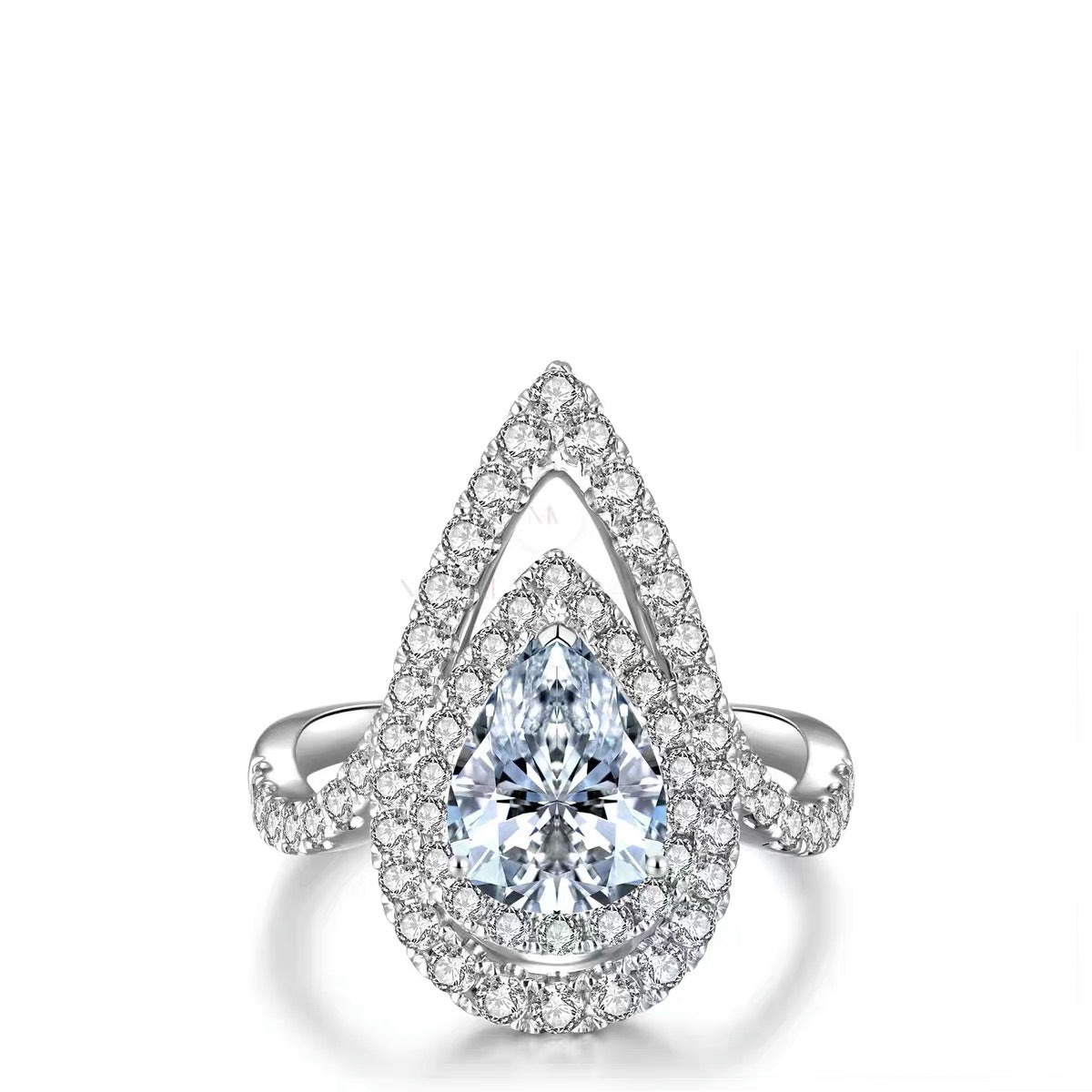 Pear Cut Princess Ring (Adjustable)  (925 Sterling Silver)