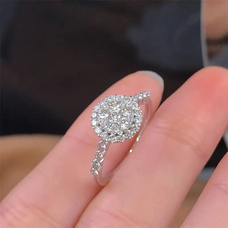 Round Diamond Cluster Ring (PURE SILVER WITH HALLMARKING)
