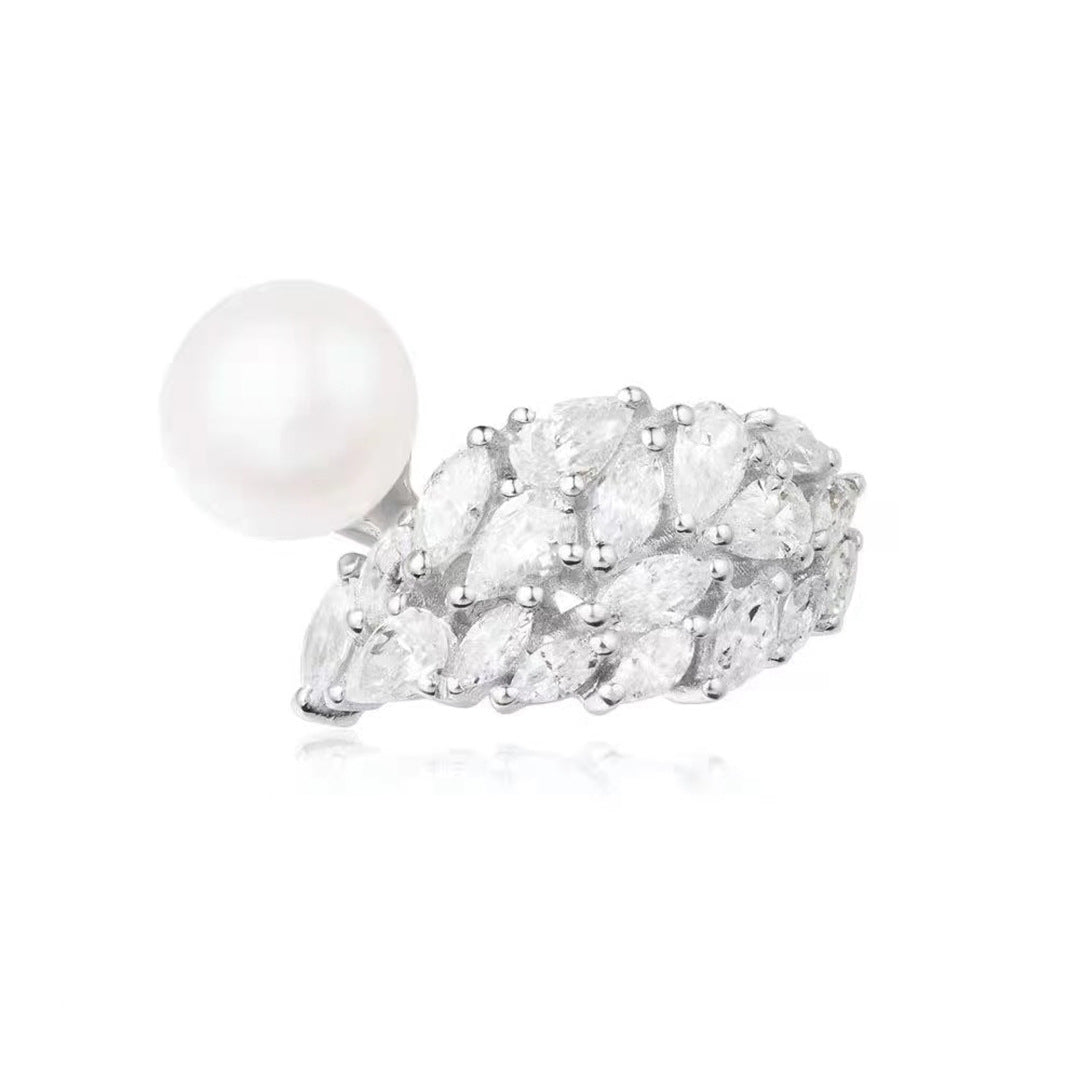Claudia Pearl Ring (Adjustable Size) (925 Sterling Silver)