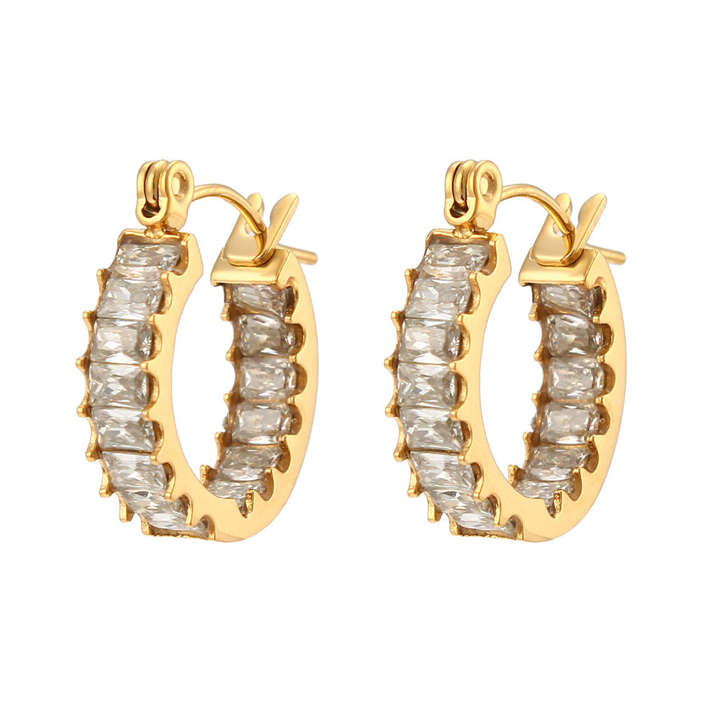 Up-Down Studded Hoop Earrings