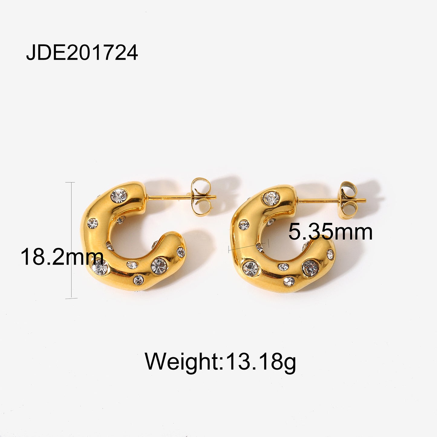 Gold Hammered Studded Hoops
