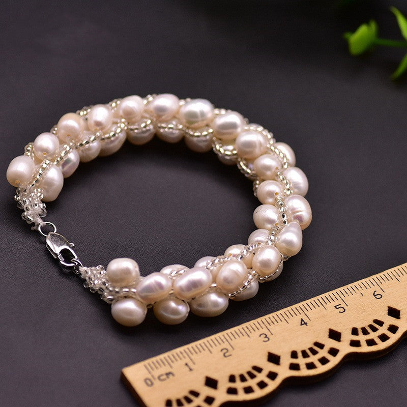 Braided hot sale pearl bracelet