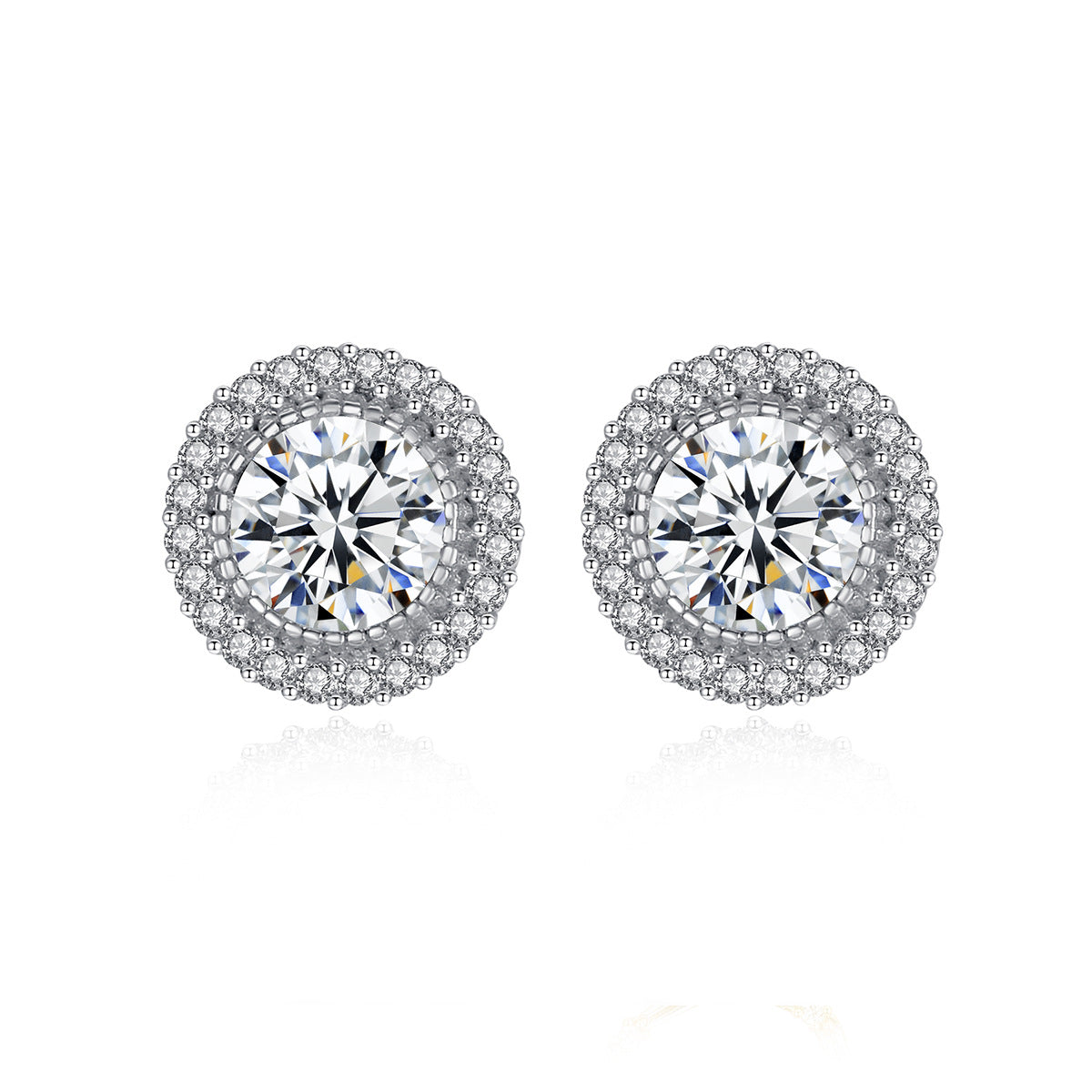 Round Cut Solitaire Earrings (925 Sterling Silver)