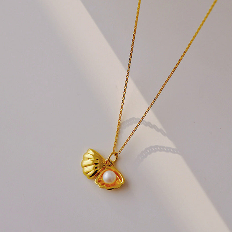 Open Shell Pearl Necklace