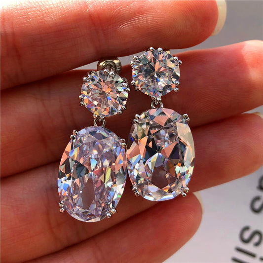 Silver AAA Zirconia Double Drop Earrings