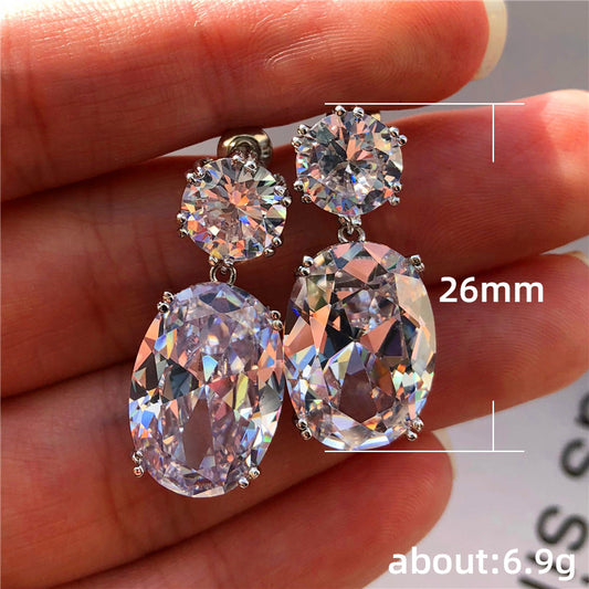 Silver AAA Zirconia Double Drop Earrings